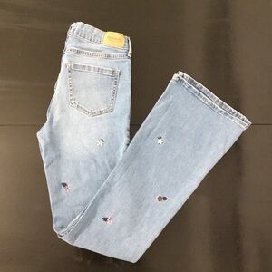 Abercrombie Kids High Rise Flare Embroidered Floral Jeans Size 13/14 - K708